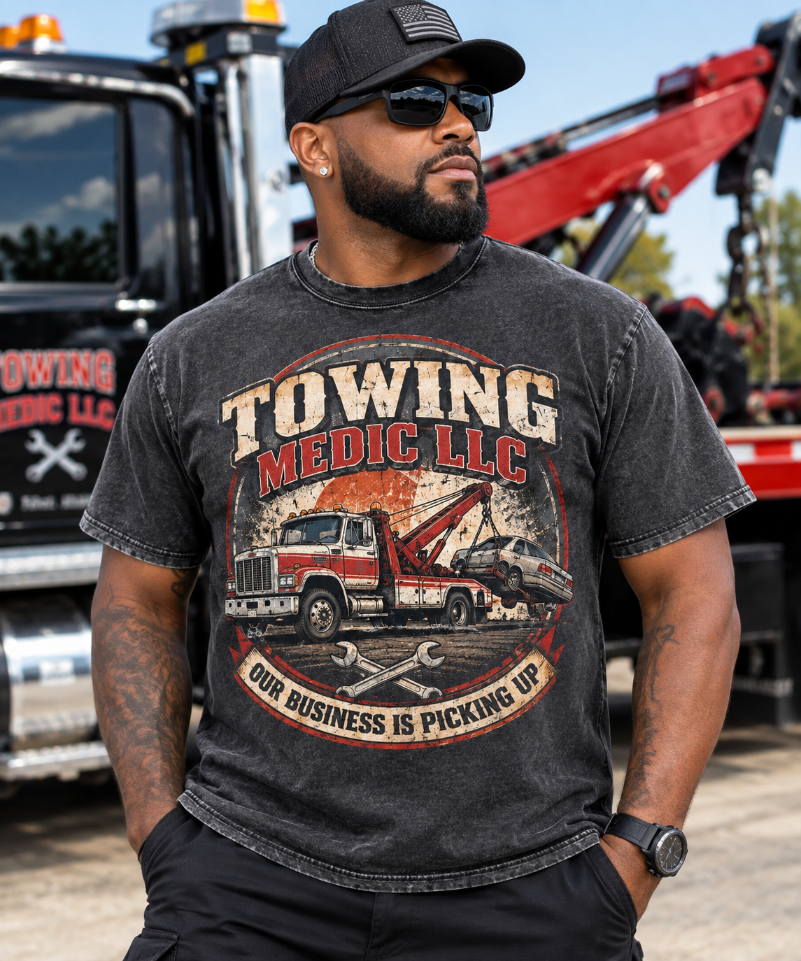 Towing Medic “Our Business Is Picking Up” Vintage Tee