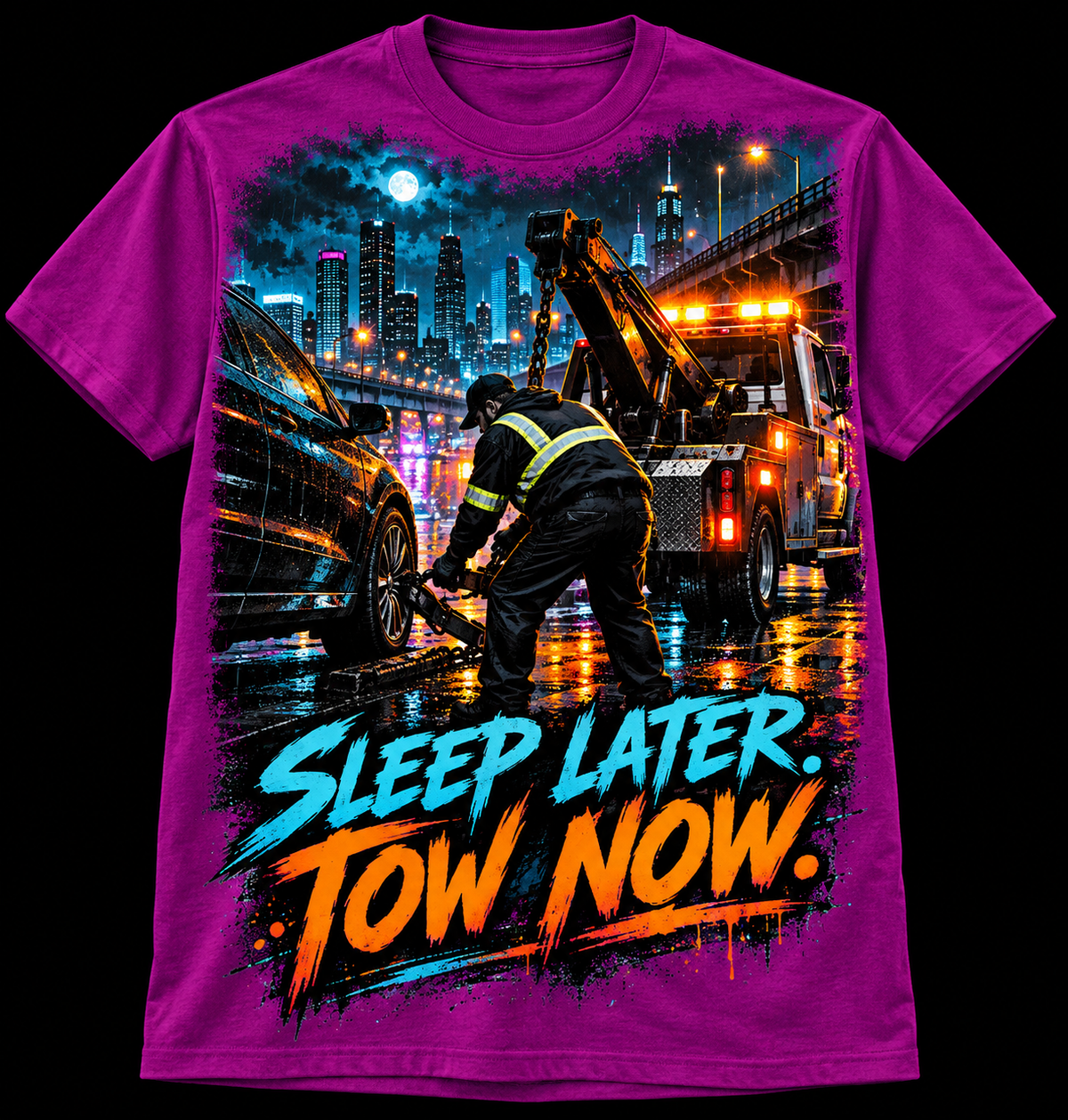 Sleep Later. Tow Now. Towing Graphic T-Shirt
