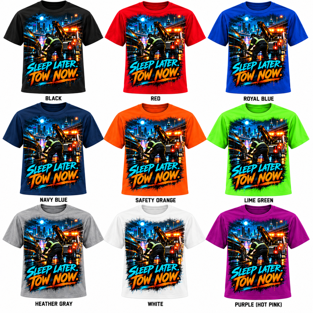 Sleep Later. Tow Now. Towing Graphic T-Shirt