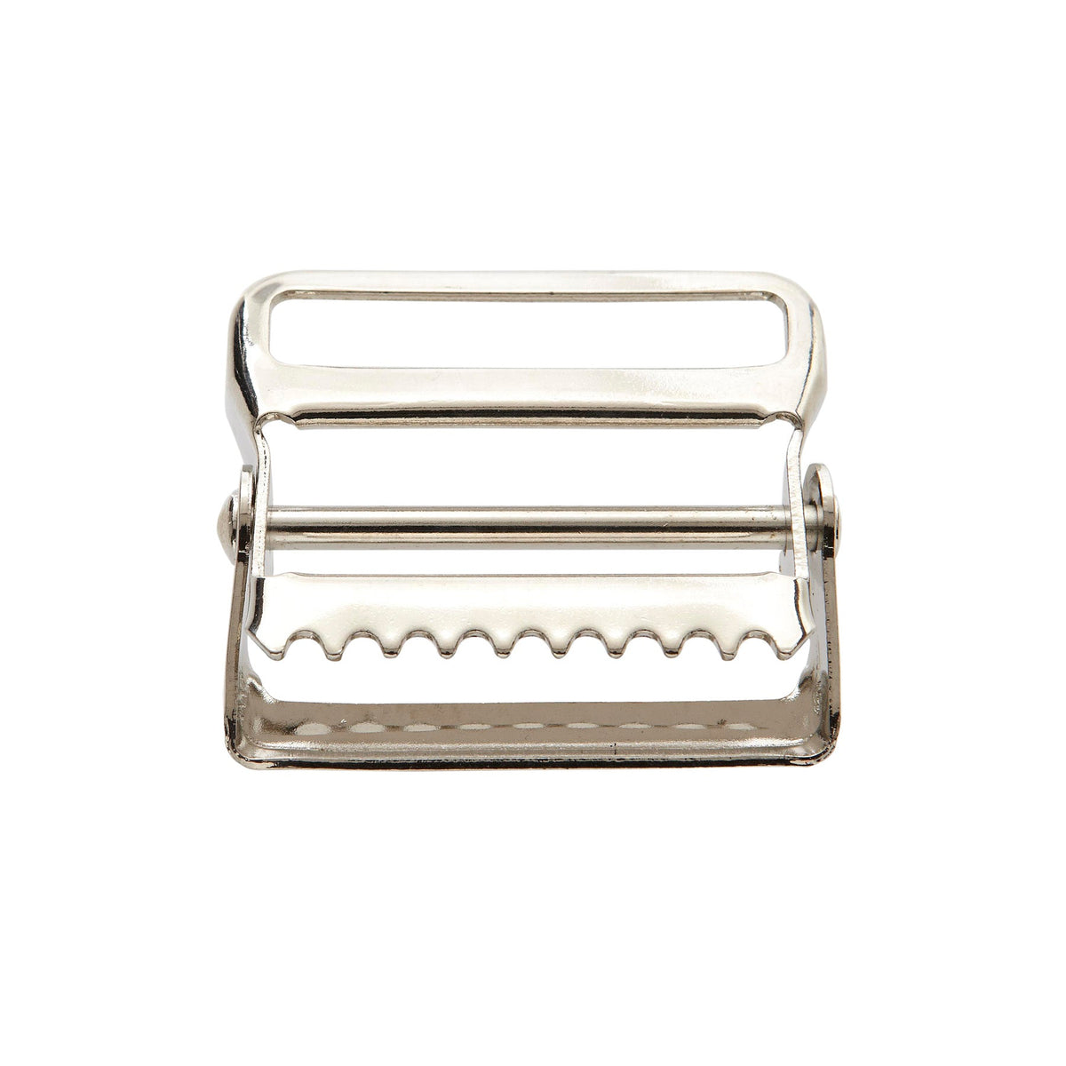 2" Nickel Plated Tongueless Hinge Web Strap Buckle